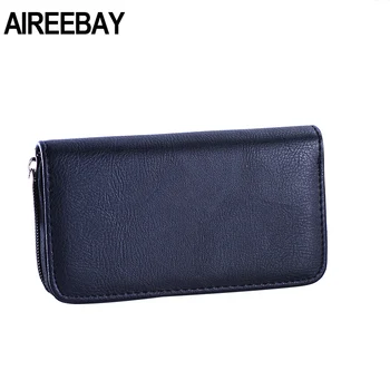 

AIREEBAY Fashion Black Lady Purses Handbags Brand Design Long Women Wallet PU Leather Classic Money Coin Purse Cards ID Holder