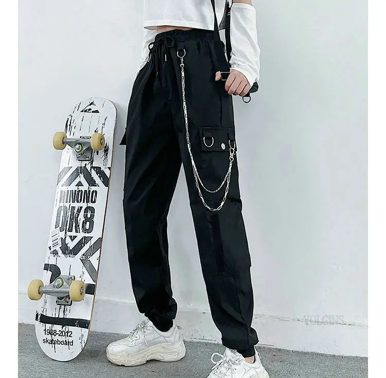 nike capri leggings 2022 Women Pants Big Pockets Cargo pants High Waist Pants Baggy Tactical Trouser Loose Streetwear hip hop joggers pants women flare jeans