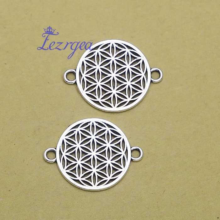 

20pcs/lot--26x20mm, flower chams,Antique Silver plated life of flower connector charms ,DIY supplies, Jewelry accessories