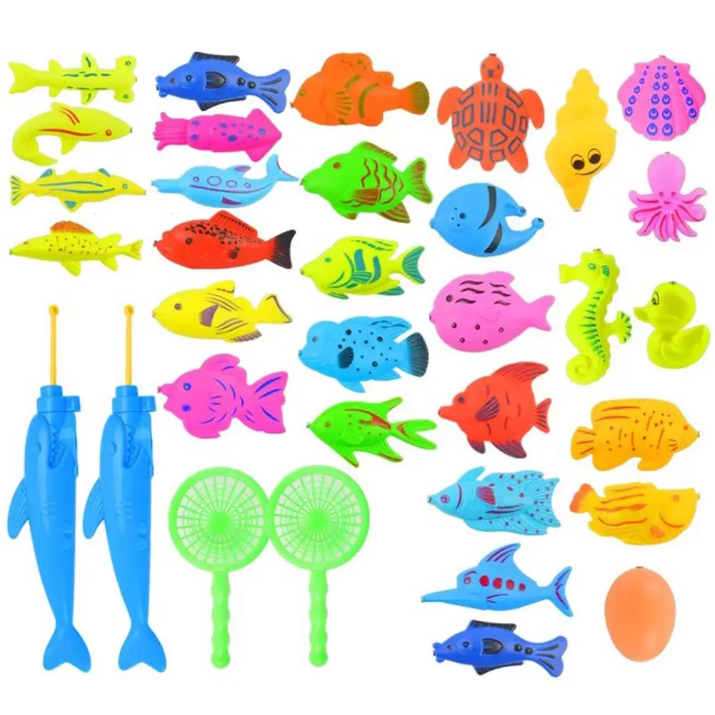 34 Piece Set Забавные магнитные игрушки для рыбалки игровой набор для детей для ванны время бассейн вечерние с полюсом стержень Сеть пластиковый поплавок рыбы - Цвет: 34 Piece Set
