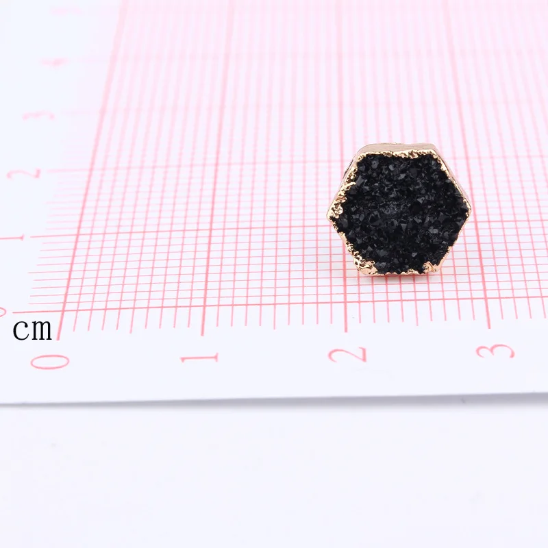 Fashion Bijoux Bohemian Female Slopes Geometric Small Hexagon Earrings Women Jewelry Druzy Resin Stud Earrings Earstuds (6)
