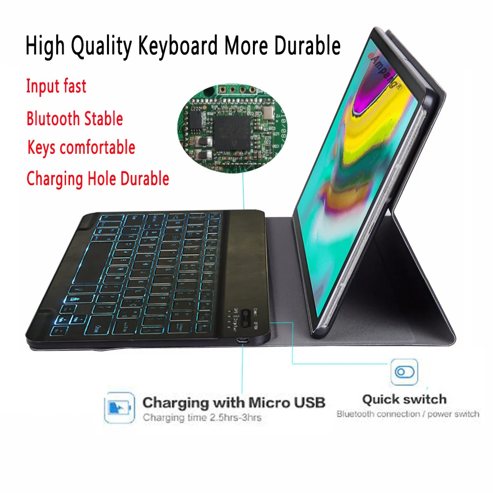 Backlit Portuguese Keyboard Case For Samsung Galaxy Tab A 8 8.0 10.1 2019 10.5 2018 SM T290 T295 P200 P205 T510 T515 T590 T595