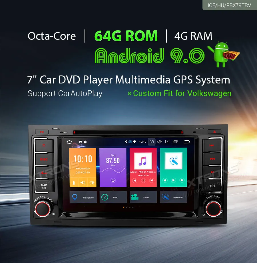 Perfect XTRONS 7" Android 9.0 Octa Core 64G ROM 4G RAM Car DVD Player Multimedia GPS System Custom Fit for Volkswagen 2004-2011 0