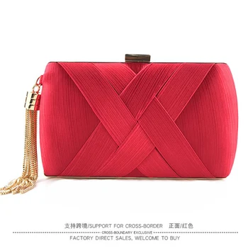 

Silk and satin cross three-dimensional design fashion tassel dress bridal evening bag holding dinner bag shoulder bag
