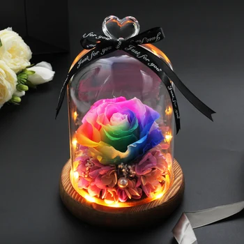 

Dried Flowers Ornament Home Decor Desktop Led Lamps Night LED Lights Rose Flower For Valentine's Day for Christmas New Year Gift