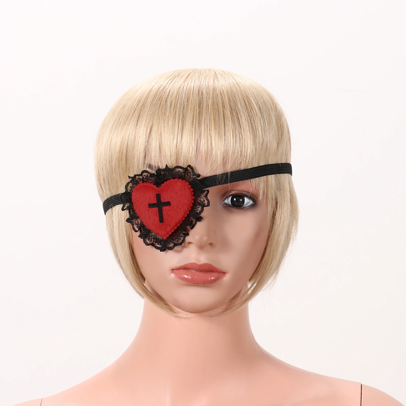 Tokyアニメコスプレコスチューム 赤いハートの黒いクロスアイバンド 眼帯 ゴシックパッチ シングルアイマスク 目隠し コスチューム アクセサリ Aliexpress