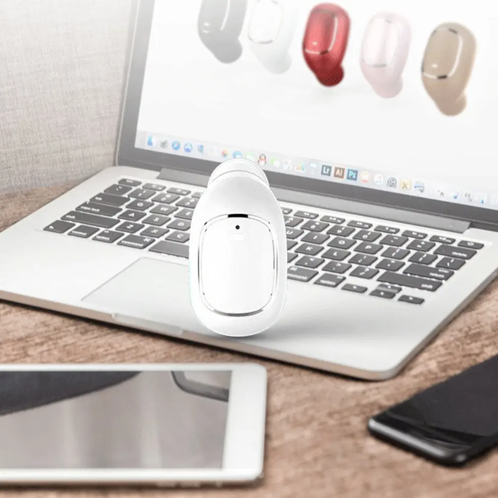 Беспроводная мини-гарнитура Bluetooth в уши, мини-гарнитура Bluetooth из силикона и удобные затычки для ушей, длительный срок службы батареи