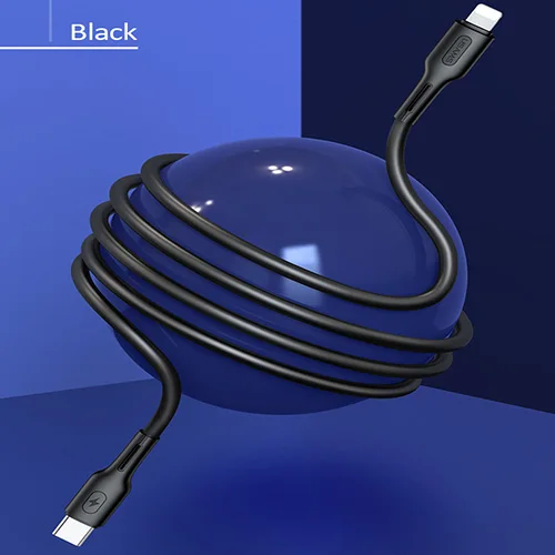 USAMS USB C для освещения USB кабель PD 18 Вт Кабель передачи данных для быстрой зарядки для iPhone 8 Plus 11Pro X Xs Max для Lightning для type C провода - Цвет: Black