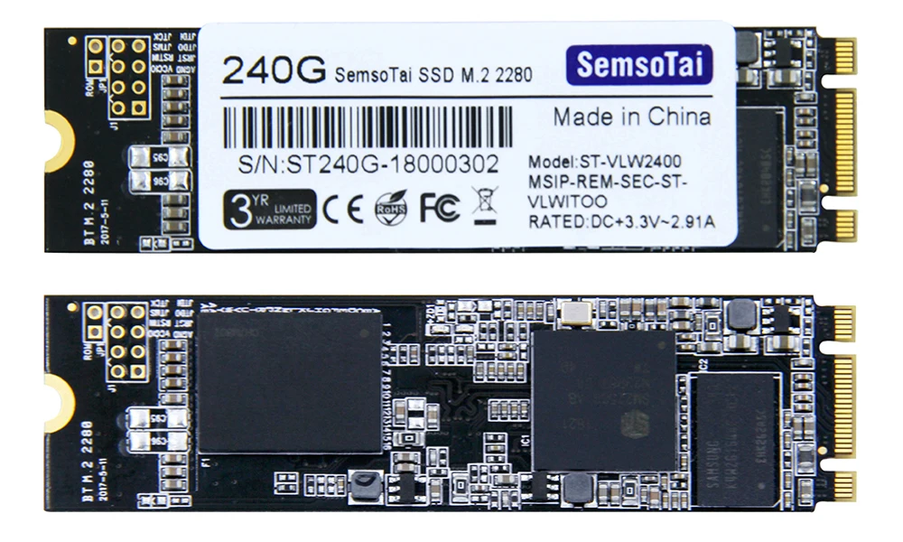 SemsoTai ssd m2 240 gb NGFF 2280 m.2 ssd SATA III 500 МБ/с./с 420 МБ/с./с 3 года гарантии Внутренние твердотельные накопители для настольных ПК