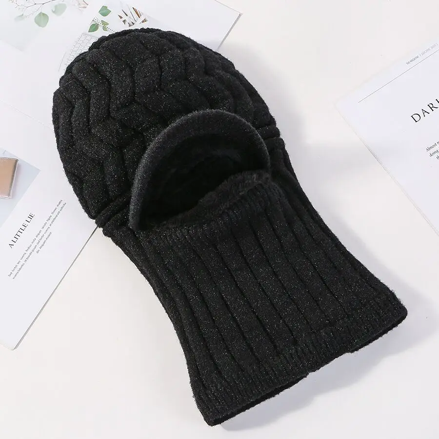 Женский шлем ветрозащитная защита для ушей Балаклава Skullies вязаные шапочки зимние, шапки для женщин шапка теплая вязаная шапка женская