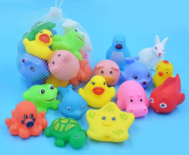 10 Pcs/Set Baby Cute Animals Bath Toy Swimming Water Toys Soft Rubber Float Squeeze Sound Kids Wash Play Funny Gift 1