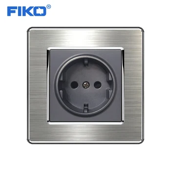

FIKO EU 16A power wall socket 86*86mm home decoration 304 stainless steel panel electric socket White module