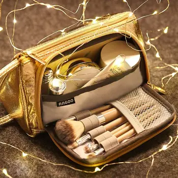 

Vintage Leather Large Capacity Pencil Case Pen Pouch Purse Cosmetic Makeup Bag