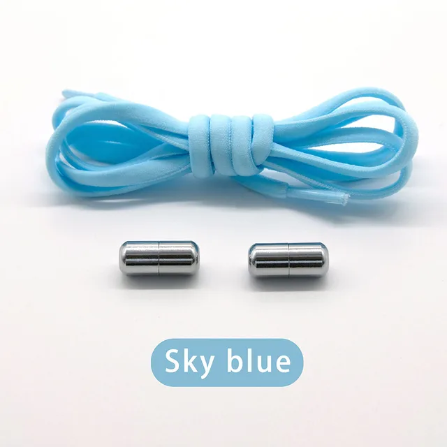 Elastic No Tie Shoelaces Semicircle Shoe Laces For Kids and Adult Shoelace for Sneakers Quick Lazy Metal Lock Laces Shoe Strings sky blue