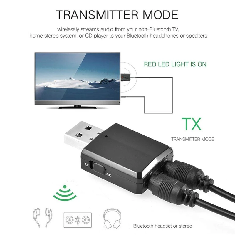 Bluetooth 5,0 аудио приемник передатчик мини стерео Bluetooth AUX RCA USB 3,5 мм разъем для ТВ ПК автомобильный комплект беспроводной адаптер
