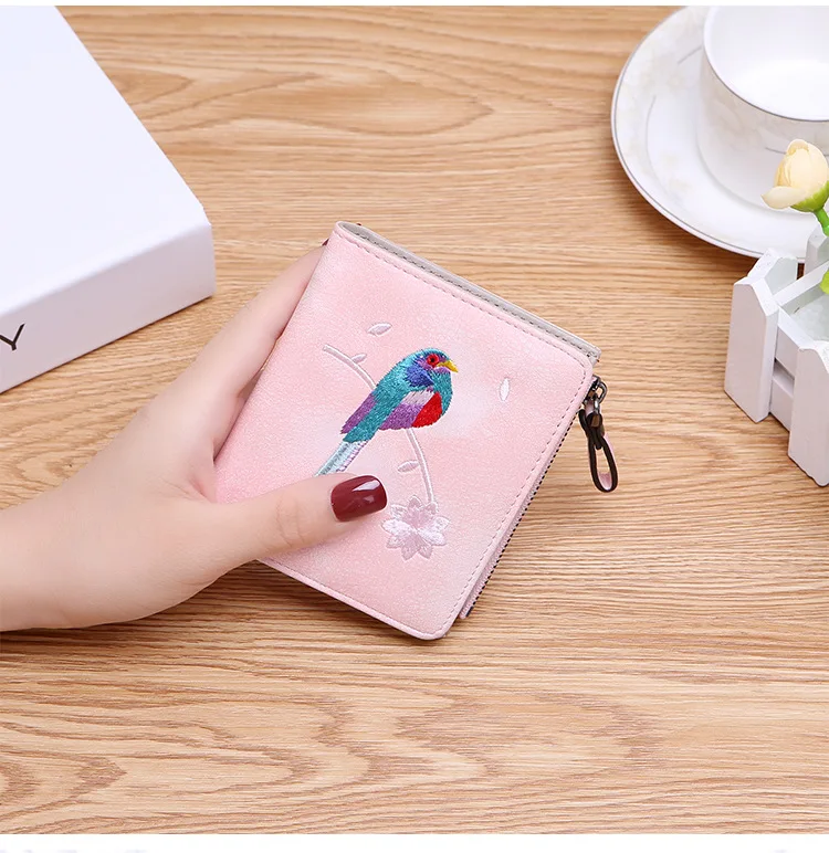 He6065ff2f2fa47e0bf81e7c78c31142eU - Women's Coin Wallet | Bird Embroidered