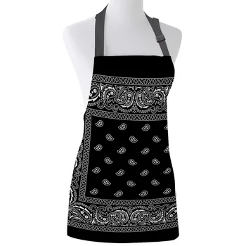 

Bandana Pattern Print Apron Print Unisex Kitchen Bib with Adjustable Neck for Cooking Gardening
