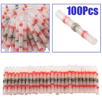 

100pcs Red/Blue Heat Shrink Solder Seal Cable Sleeve Terminal Butt Cover Tube Wrap Kit Car Copper Practica Waterproof 22-18AWG