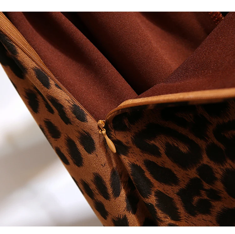 Осень и зима новая Корейская леопардовая юбка с высокой талией ретро Пышная юбка дикая тонкая длинная юбка юбки большого размера для женщин