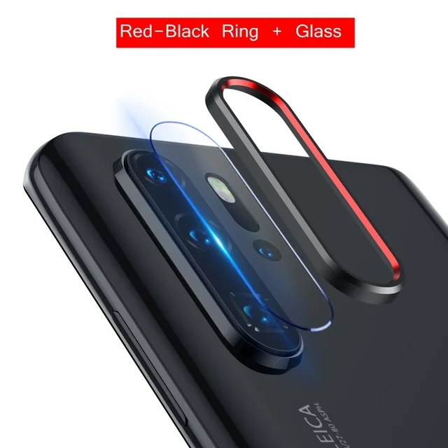 Black Red Защитное стекло для камеры для huawei P20 P20Pro, закаленное стекло+ металлическое защитное кольцо для объектива P20 P30 Honor 20 Pro, защитная пленка - Цвет: Black Red