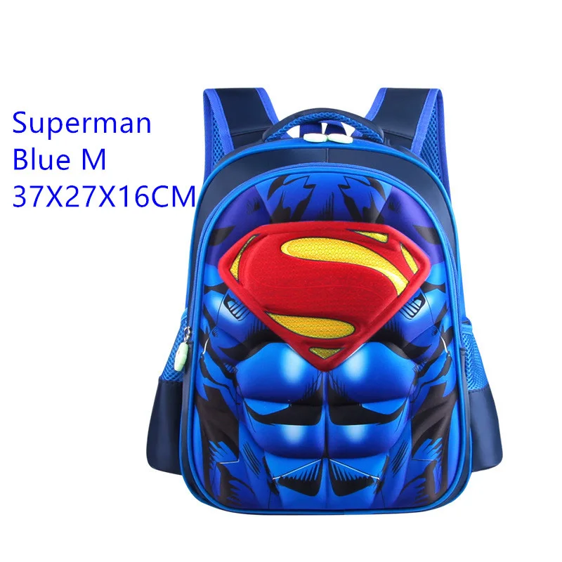 Супермен Бэтмен Капитан Америка мальчик девочка дети детский сад школьная сумка Подростковая Дети Студенческие рюкзаки - Цвет: Superman Blue M