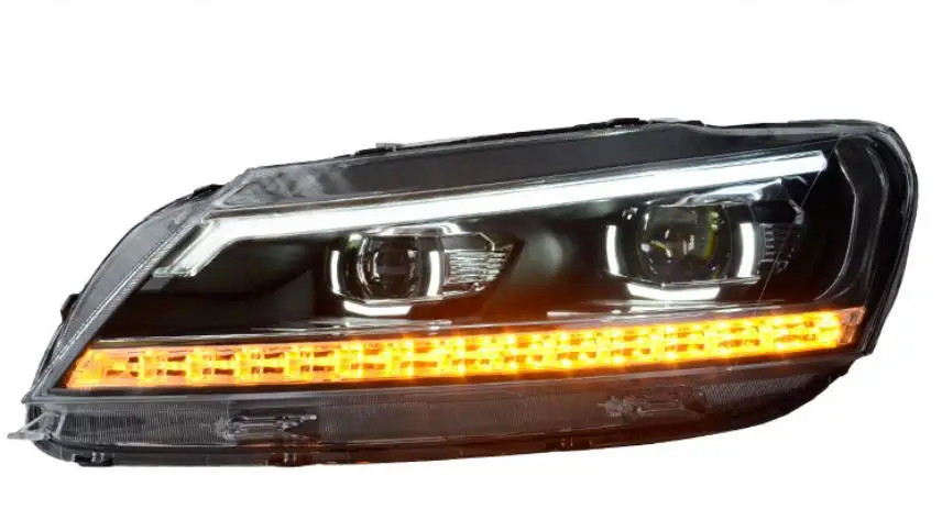 VLAND фабрика для фар автомобиля для Passat ксеноновая фара 2011 с светодиодные ходовые огни+ движущийся сигнал - Цвет: Black