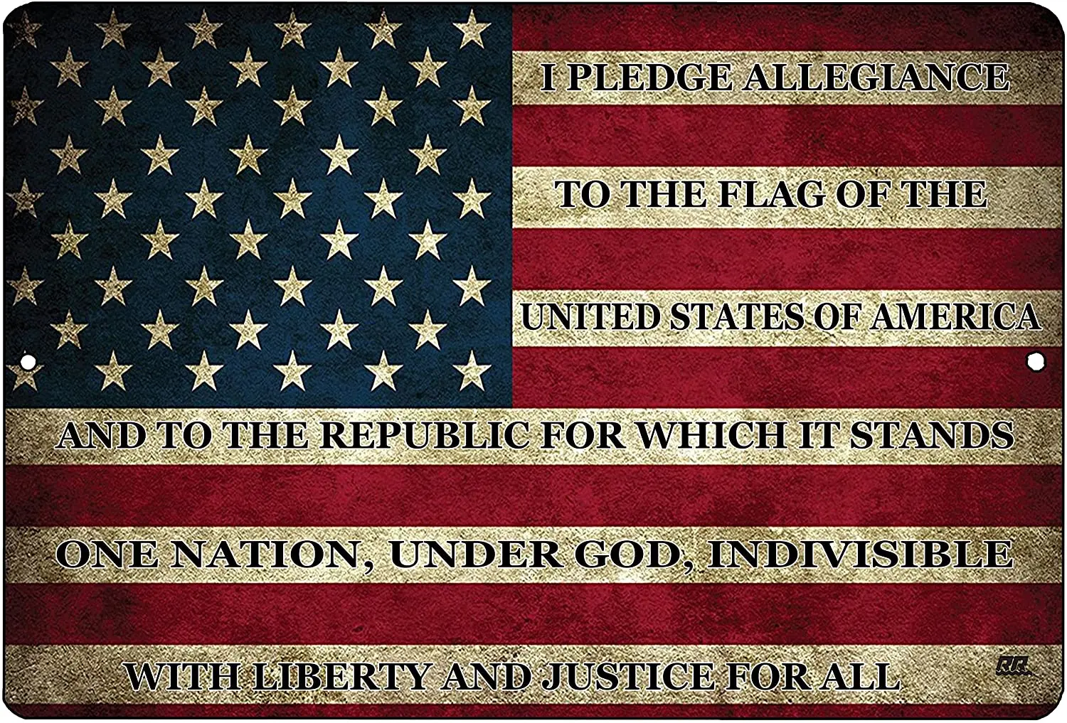 

Rogue River Tactical USA American Flag Metal Tin Sign Wall Decor Man Cave Bar US Pledge of Allegiance