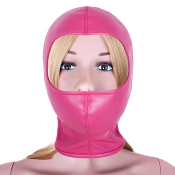 Leather Padded Hood Mask Blindfold,Head Harness Restraint Mask,BDSM Bondage Gimp With Ball Gag,Fetish Cosplay Sex Toy For Couple 5