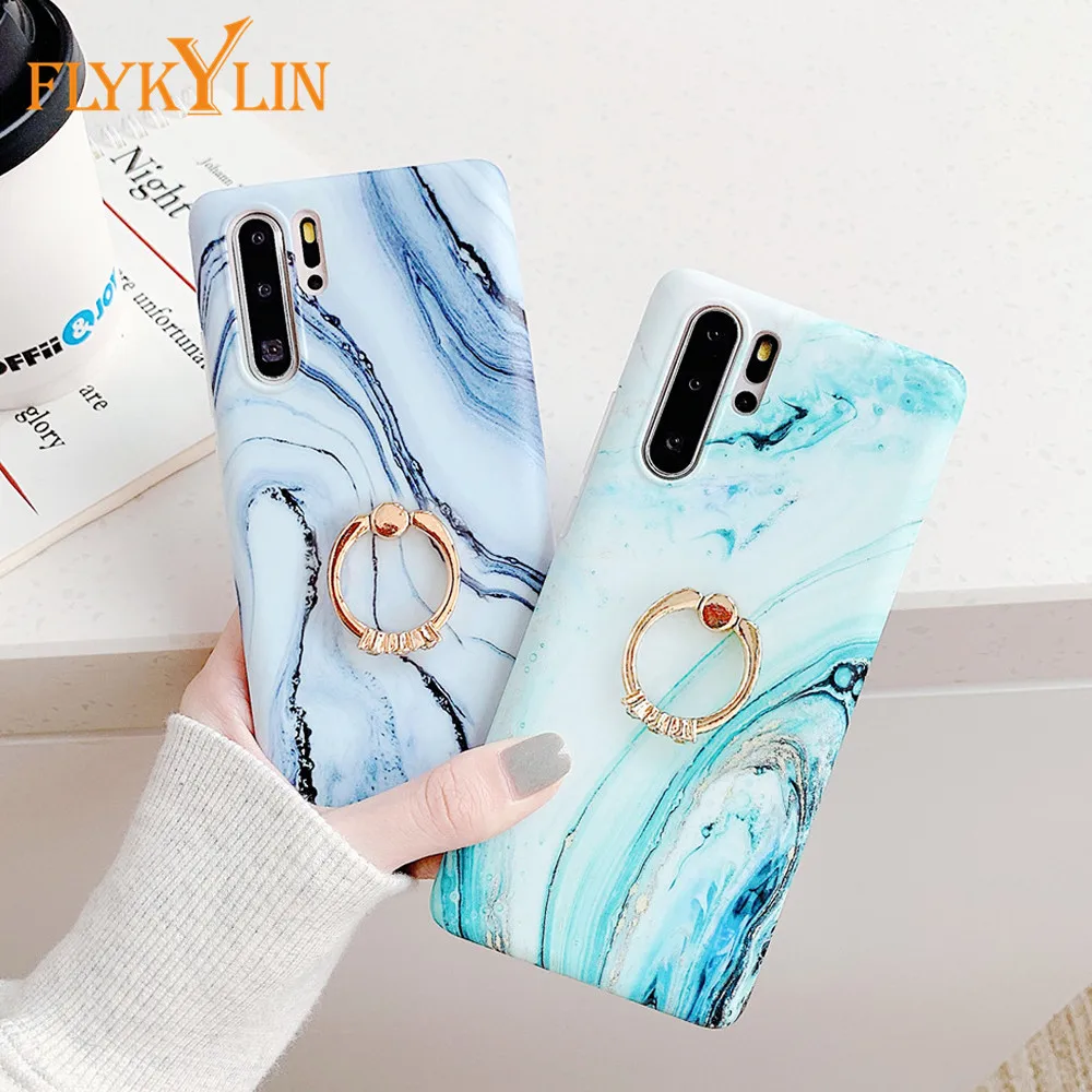 Чехол-держатель FLYKYLIN с мраморным кольцом для Huawei P30 P40 P20 Mate 20 30 Pro чехол Lite Nova 3e 4e
