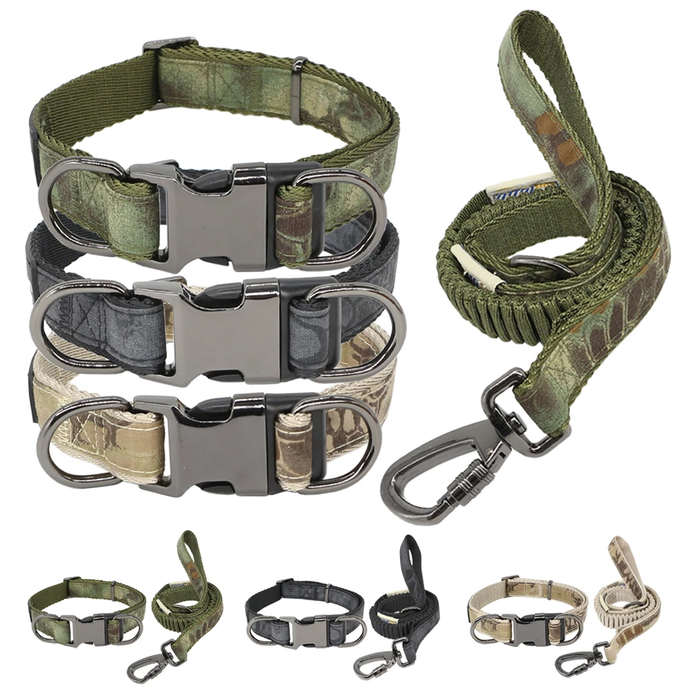 Hondenriem Kraag Verstelbare Buffer Elasticiteit Korte Camouflage Halsband Voor Medium Grote Honden Training L|Sets| - AliExpress