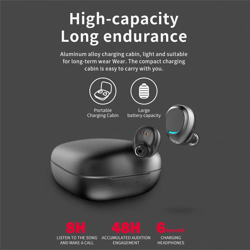 Lyenn U9 TWS Bluetooth 5,0 беспроводные наушники-вкладыши с сенсорным управлением наушники с микрофоном бас Спортивная гарнитура с металлической зарядной коробкой