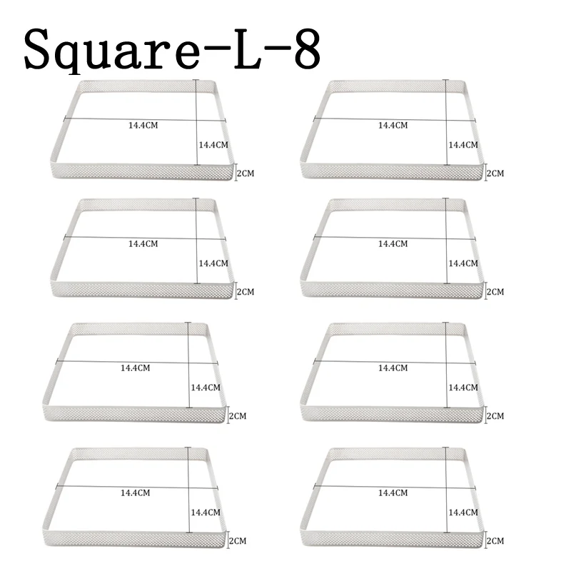 Квадратное кольцо для пирога из нержавеющей стали, форма для пирога, сделай сам, французский фруктовый крем, формочка для десерта, пиццы, сыра, мусса, форма для пирога, инструменты для выпечки - Color: Square-L-8