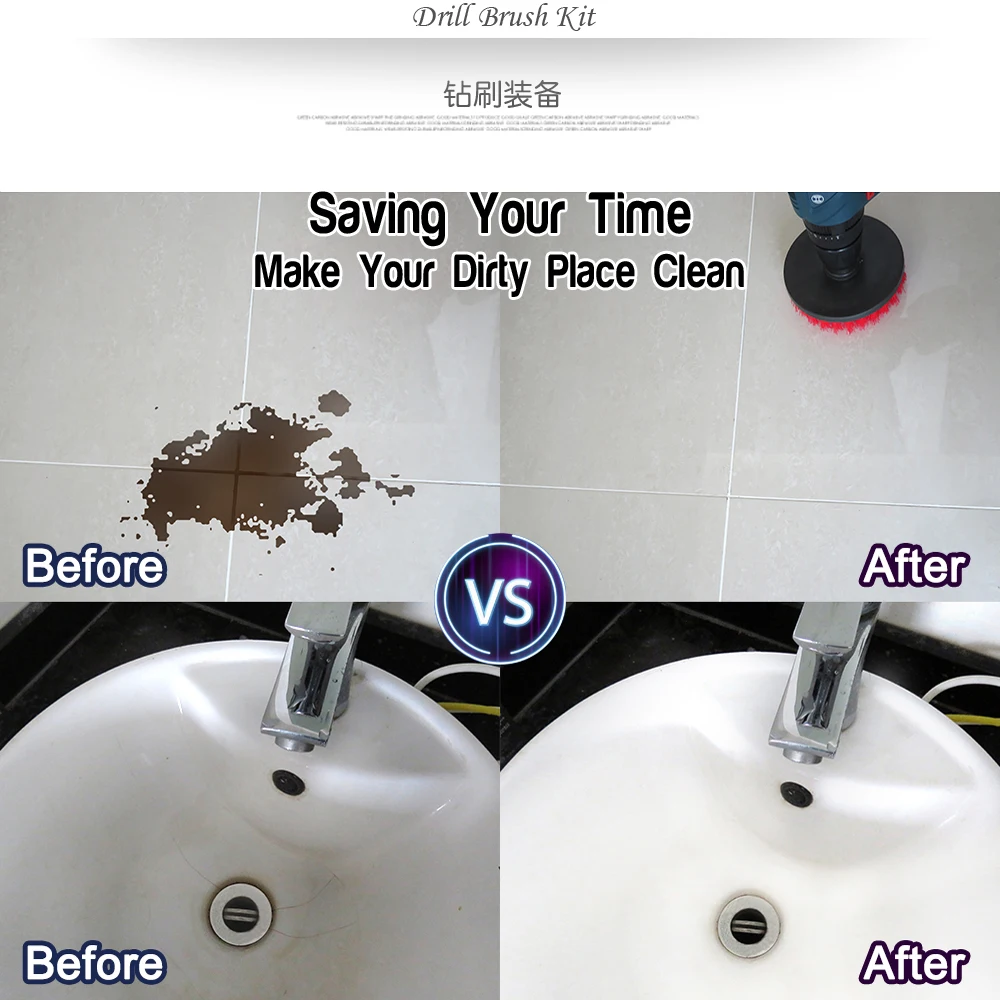 14 шт. Набор щеток для дрели, щетка для скруббера, губки для чистки и губки для скраба, все для автомобиля, ванной, кухни