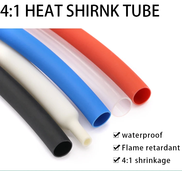 Description Picture 5 of item1M ID 4 6 8 12 16 20 24 32 40 52 mm Heat Shrink Tube with Glue Adhesive Lined 4:1 Dual Wall Tubing Sleeve Wrap Wire Cable kit