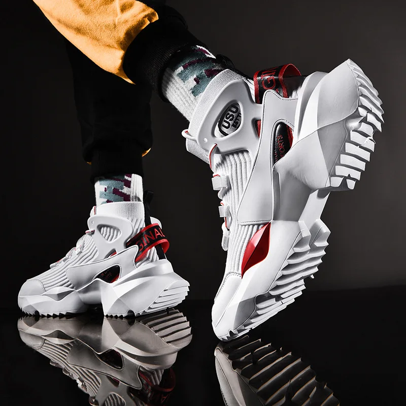 

Wa zi xie Men's Versatile Trend High Shoes Popular Brand Extra High White Shoes Men High State Basketball Trendy Shoes Spring AJ