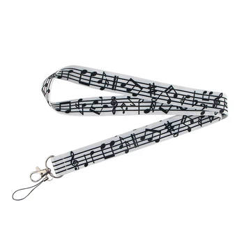 

SP027 Wholesale 20pcs/lot Musical Notes Lanyard Keychain w/Clasp Music Symbols ID Lanyard for Keys Badges Name Tag ID Holder