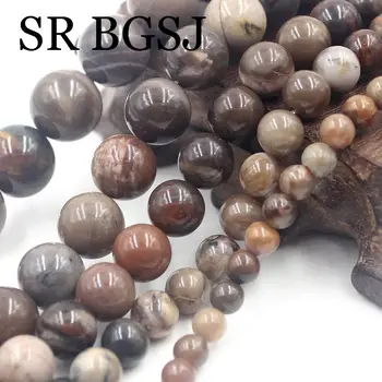 

Free Shipping 6 8 10 12 14mm Natural Gems Round Wood Fossil Jaspers Craft Beads Strand 15inch