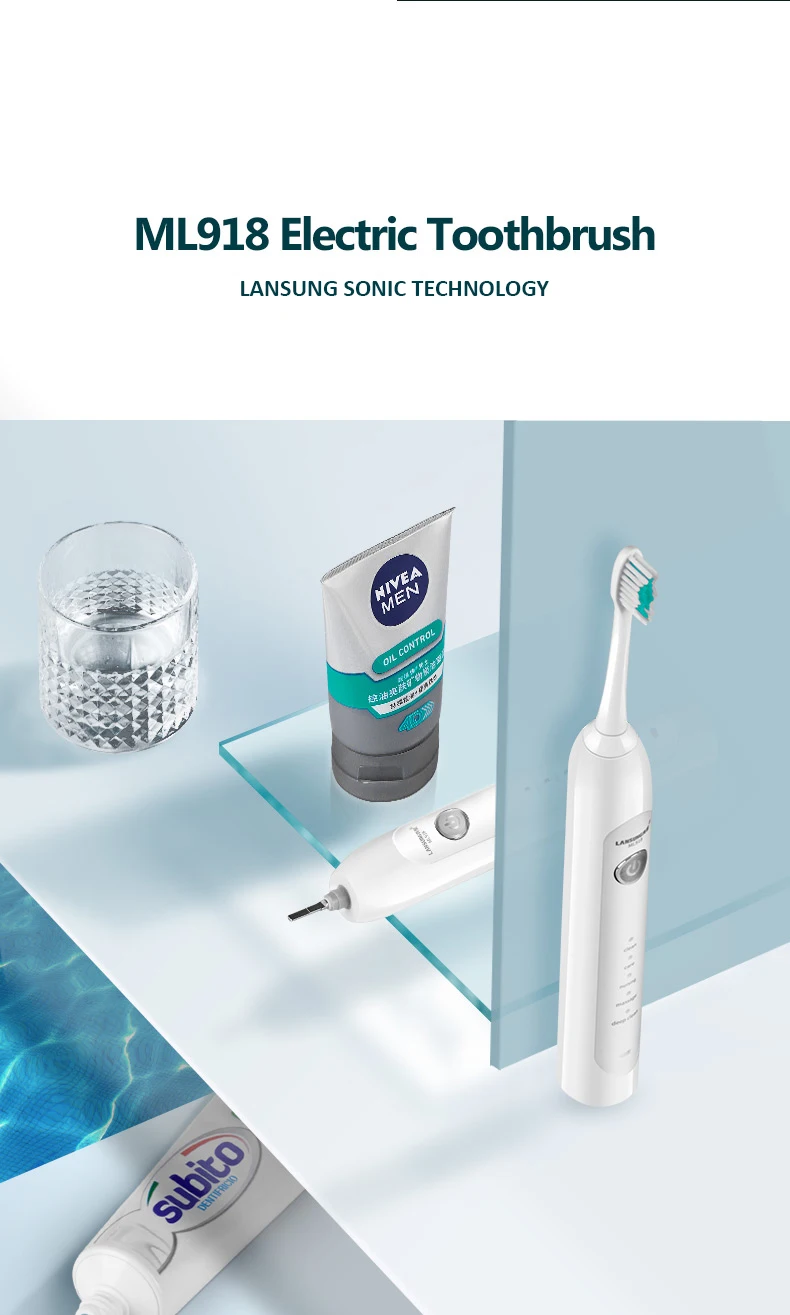 Lansung электрическая зубная щетка Магнитная подвеска ультра звуковая зубная щетка 5 режимов ультразвуковая зубная щетка электрическая перезаряжаемая ML918