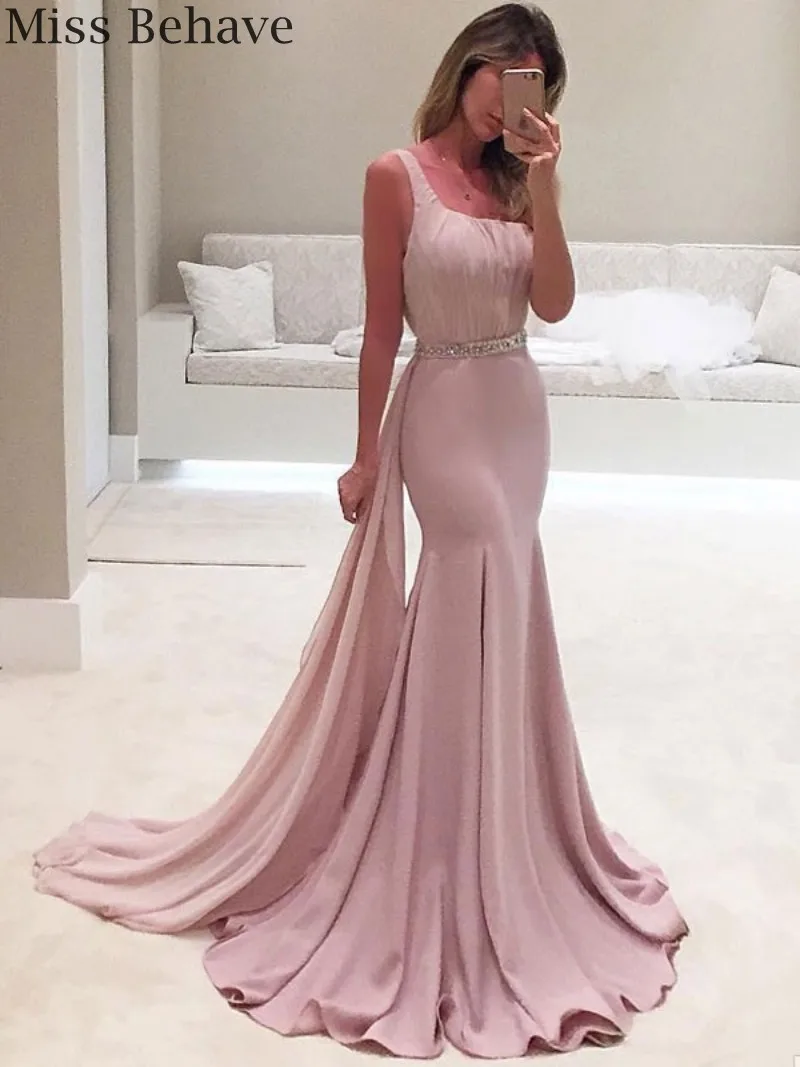 

DD JYOY Women Evening Dress Long 2019 One Shoulder Elegant Party Gown Evening Dress with Train Zipper Back