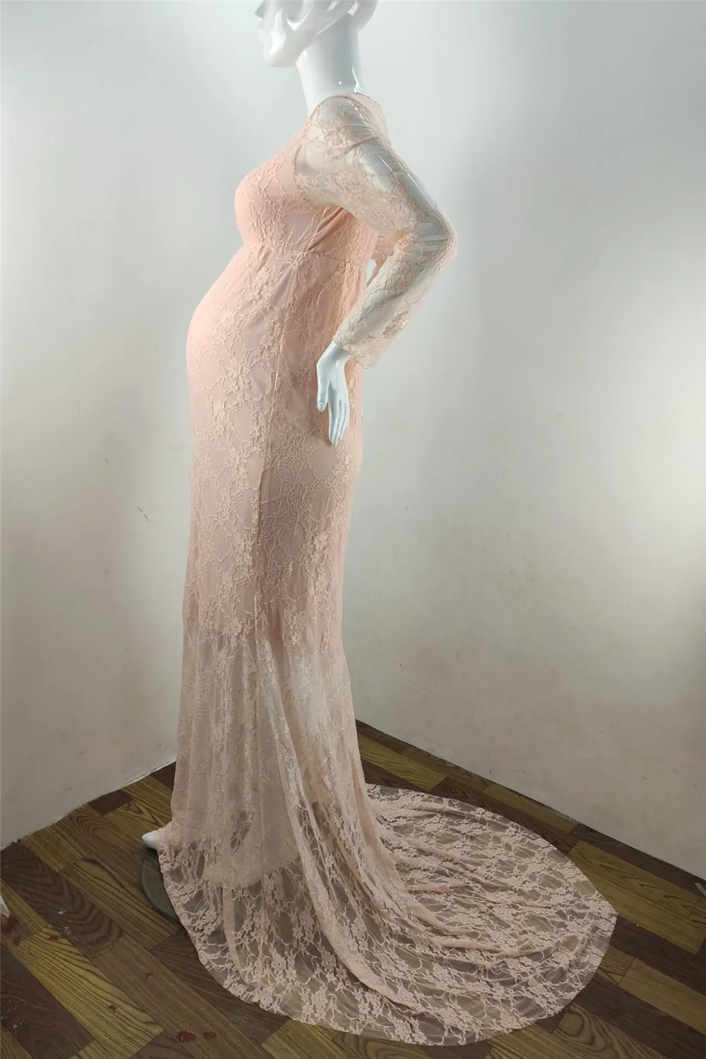 New Maternity Dresses For Photo Shoot Lace Fancy Pregnancy Dress Photography Prop Long Sleeve Pregnant Women Maxi Maternity Gown (2)