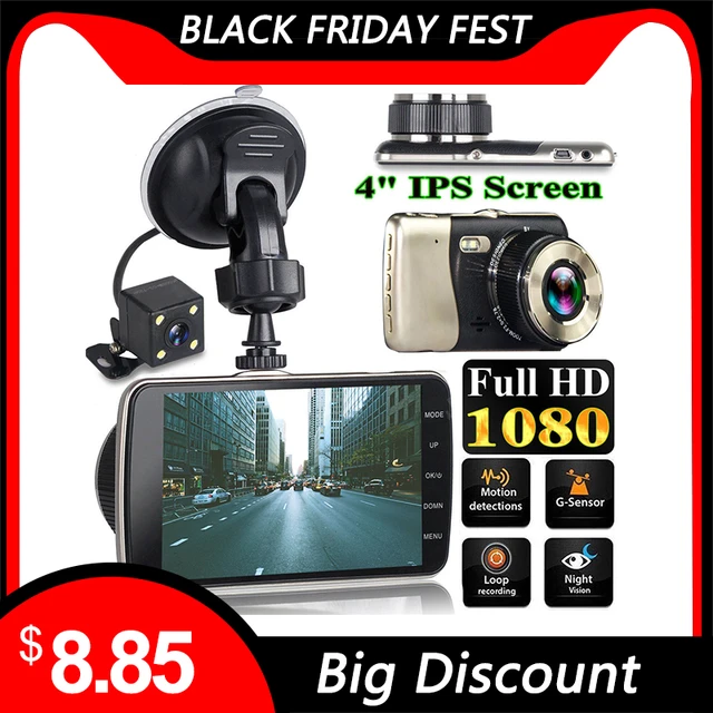 4 inch Screen Dash Cam 1080p HD Car DVR Dual Camera Dash Cam