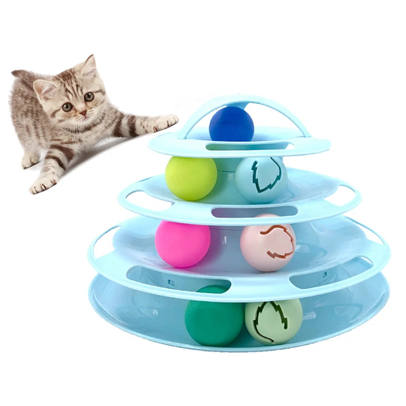 

Update 4 layers of cat toys, crazy Flash ball disk, playback disc, Trilaminar rotating mouse for in toys interactive