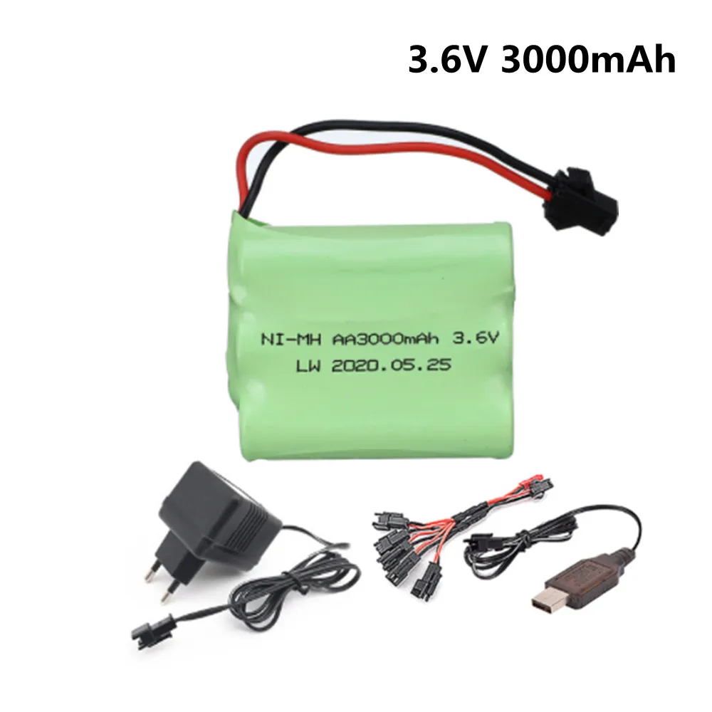 Batteria Nimh 3.6V 3000Mah Per Carri Armati Per Auto Giocattolo Rc Treni Robot Barca Pistola Aa 700Mah 3.6V Set Caricabatterie Ricaricabile