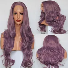 BM микс лаванда фиолетовый слоистых натуральных волн синтетический 13*4 синтетические волосы на кружеве парик термостойкие волокна волос натуральный волос для женщин