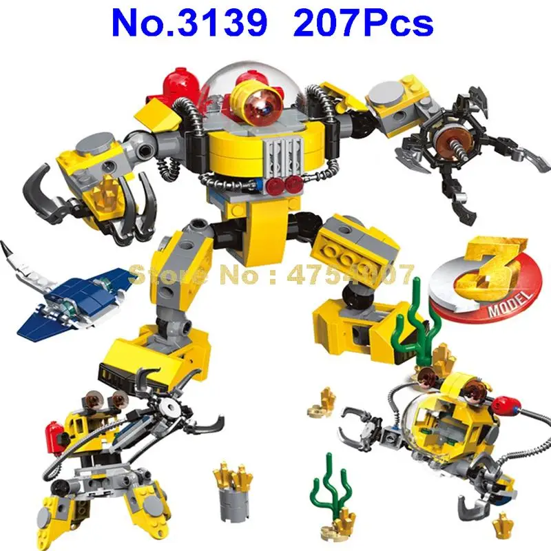 

3139 207pcs 3in1 creative underwater robot building blocks 31090 Toy