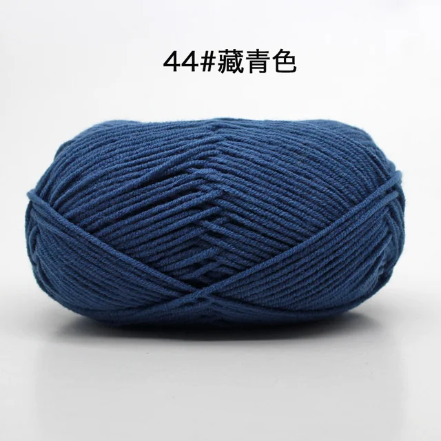 Hot Sale Multi Color Cotton Silk Knitting Yarn Soft Warm Baby Yarn for Hand Knitting thread Supplies 50g/lot No.44 Navy