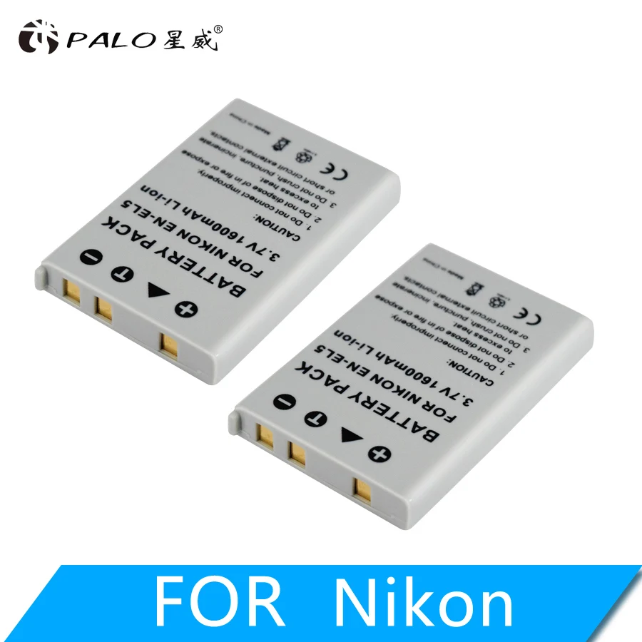PALO 1600 мА/ч, EN-EL5 RU EL5 ENEL5 цифровая камера Батарея для Nikon Coolpix P4 P80 P90 P100 P500 P510 P520 P530 p5000 P5100 5200 - Цвет: 2pcs battery