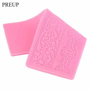 

PREUP 1 Pcs High Quality Silicone Lace Mat Mold Fondant Cake Decorating Tools Wedding Flower Embossing Mould Bakery