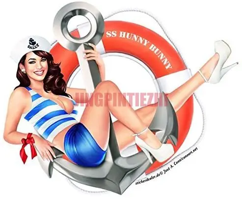 

Car Stickers Vinyl Motorcycle Decal Decoration Laptop Unbekannt Pinup Sticker Sailor Girl Retro Vintage Noise Art Style Approx