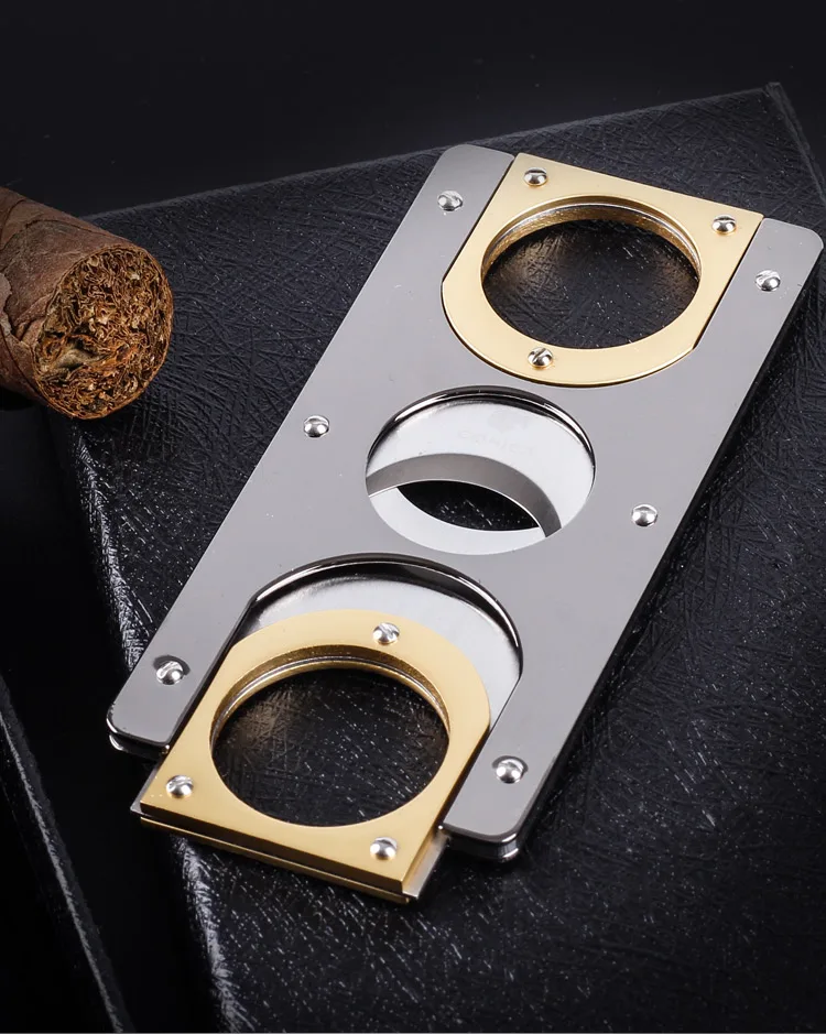 COHIBA обрезки сигар двойными лезвиями покрытием карман гаджеты устройство для резки сигар ножи кубинские сигары ножницы аксессуары для